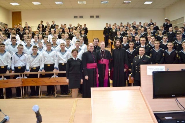 Ukrainian Maritime Academy in Odessa with the Nuncio in Ukraine, Archbishop Claudio Gugerotti